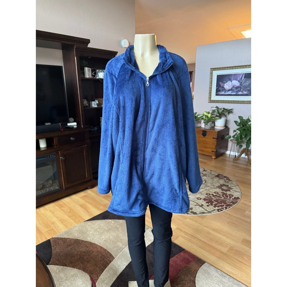 Croft & Barrow blue soft long sleeve zip up sweater-size XXXL